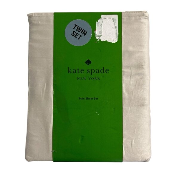Kate Spade Twin Sheet Set Light Pale Gray Cotton Sateen Classic Neutral - Picture 1 of 8